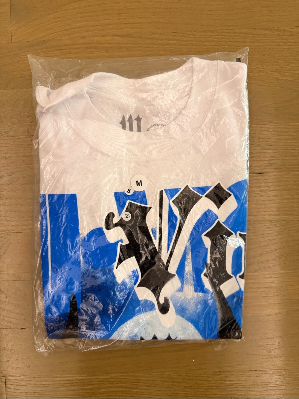 NEW MI- VICE Doberman Short Sleeve Graphic Tee with Blue & Black Print